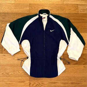 Vintage Nike Colorblock Full Zip Windbreaker Jacket Green Navy Blue Size Small
